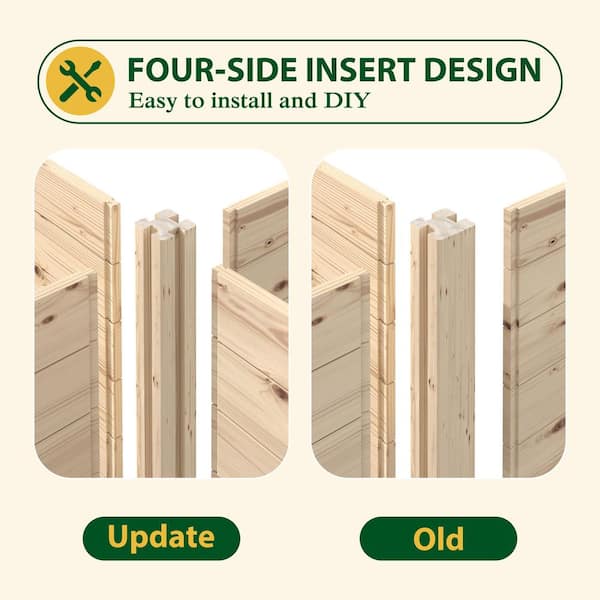 8 ft. x 4 ft. x 19 in. Cedar Wood Raised Garden Bed Divisible Elevated Planter Box