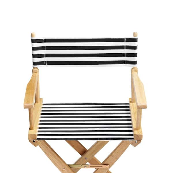 Home Decorators Collection Striped Black and White 18.5 in. Seat and Back Folding Chair- Cover Only