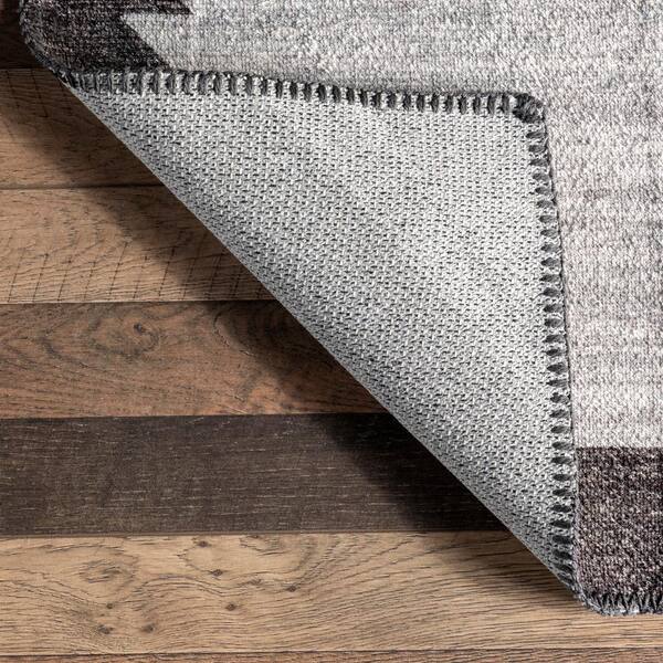 nuLOOM Adilynn Aztec Machine Washable Gray 5 ft. x 8 ft