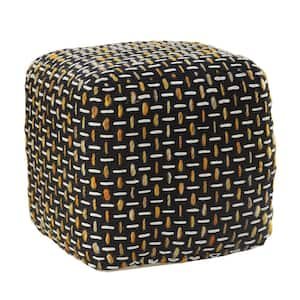 Amelia Black Polyester Square Cube Ottoman