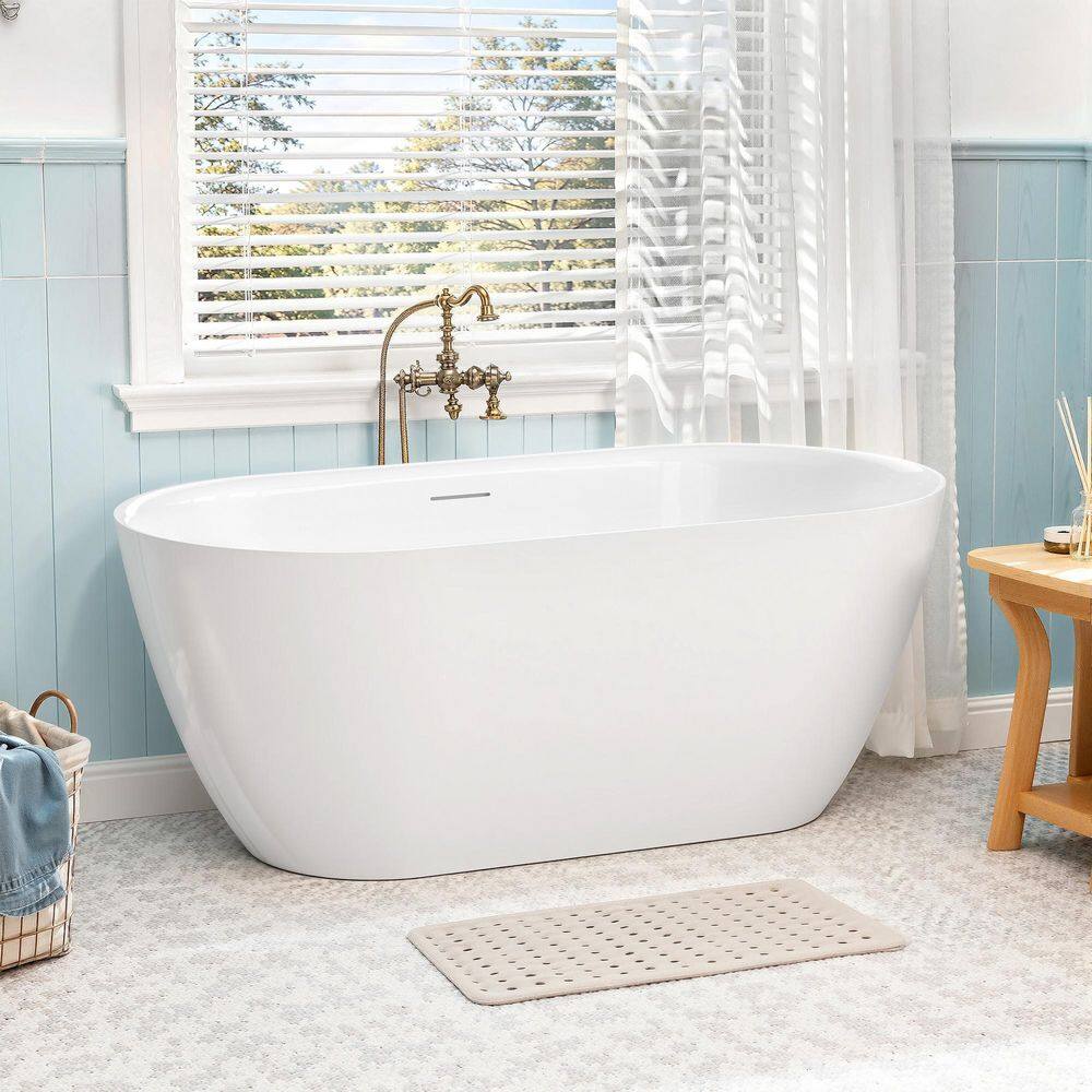 59 in x 31.5 in Acrylic Freestanding Soaking Bathtub with Center Drain and Overflow in White for bathroom,cUPC Certified price history on PriceWatchPro