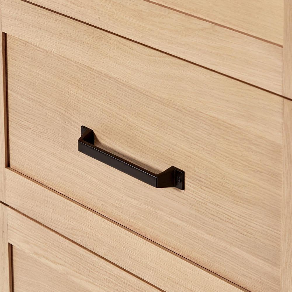 Monroe 66" Light Oak Freestanding Vanity Cabinet with Black Hardware