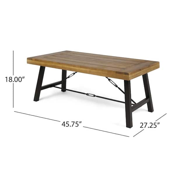 teak finish rustic metal table