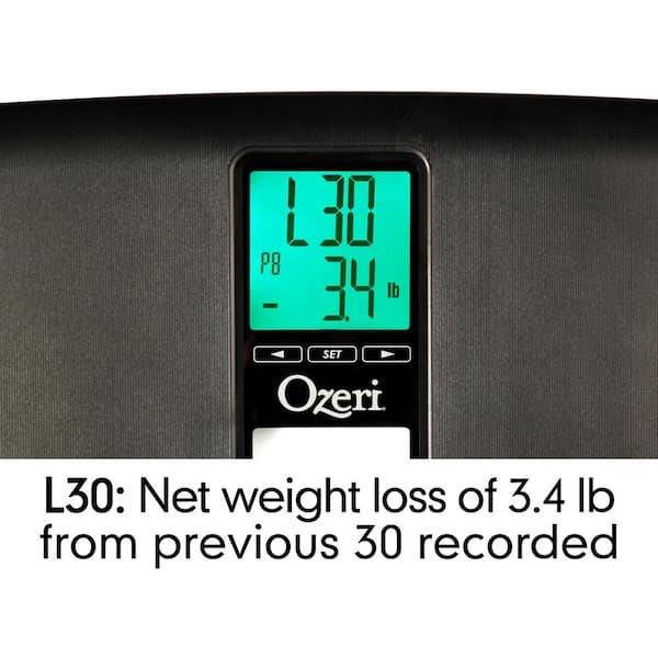 Ozeri Precision II 440 lbs 200 kg Bath Scale with 50 Gram Sensor Technology 0.1 lbs / 0.05 kg & Weight Change Detection, Silver