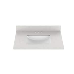 31 in. W x 22 in. D Quartz Vanity Top in Snow Orchid with White Ceramic Rectangular Single Sink