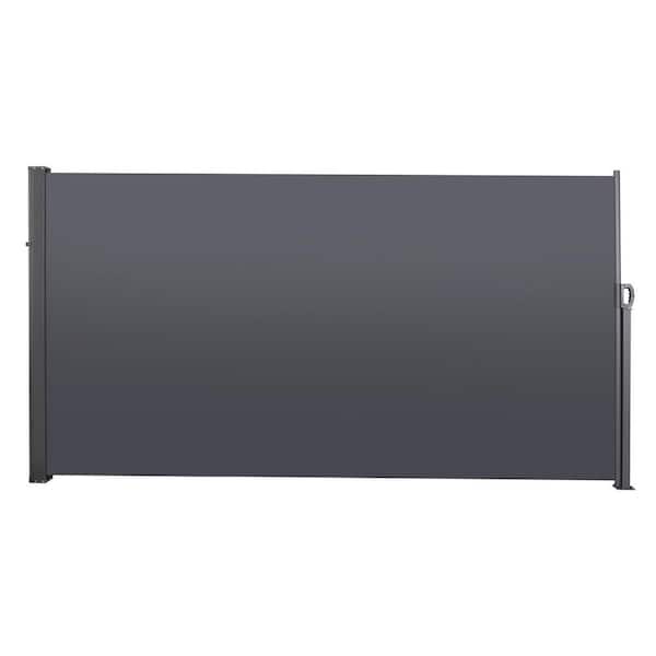 9.84 ft. x 5.25 ft. Privacy Fence Screen Dark Grey Metal for Garden Fence, Retractable Side Screen Awning