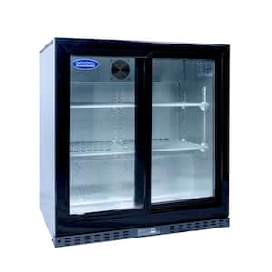 35 Inch 7.4 Cu Ft. Beverage Refrigerator 2-Glass Doors Back Bar, Commercial Beer Wine and Beverage Refrigerator, Black