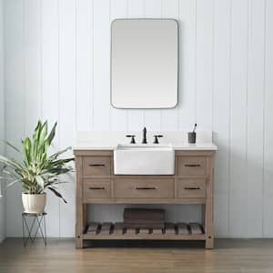 Wesley 48 in. W x 22 in. D Bath Vanity in Weathered Natural with Engineered Stone Top in Ariston White with White Sink
