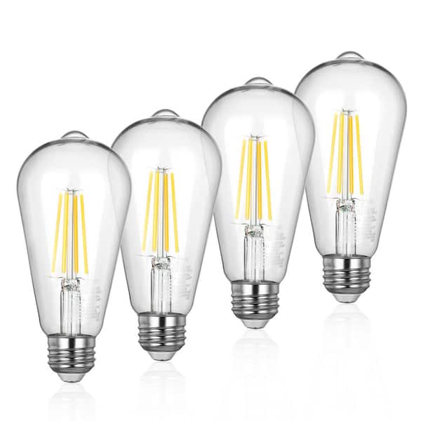 EDISHINE 60-Watt Equivalent ST19 Non-Dimmable Edison LED Light Bulb 2700K Warm White (4-Pack)