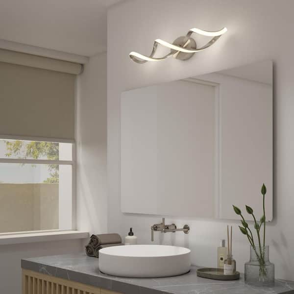 Artika Swirl 26.6 in. Brushed Nickel Integrated LED Vanity Light Wall Fixture