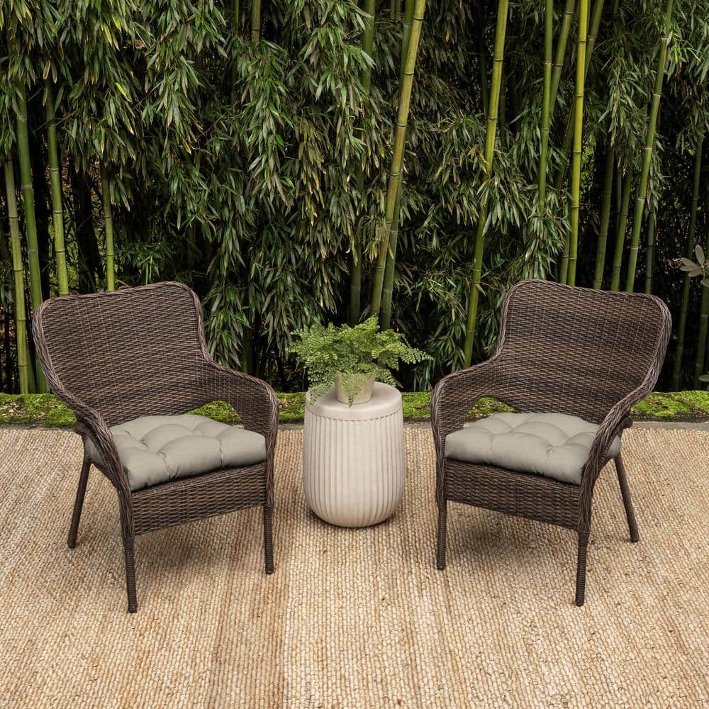 Sandbar Taupe Texture Outdoor Wicker Chair Cushions, Set of 2