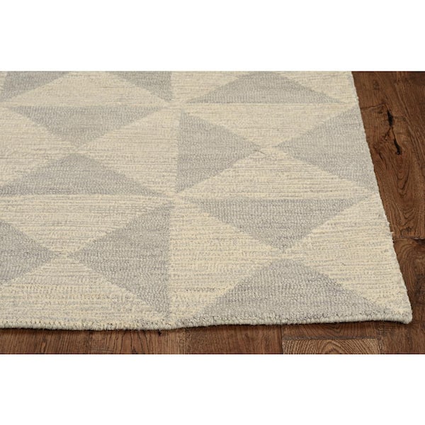 Opal Ivory/Gray 9 ft. x 13 ft. Geometric FarmHouse Hand-Tufted Wool Area Rug