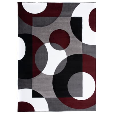 World Rug Gallery Contemporary Circles Burgundy Indoor 2 ft. x 3 ft ...