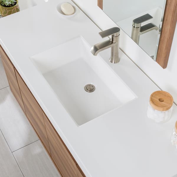 Domani Millhaven 49 in. Single Sink Caramel Mist Floating Bath Vanity with  White Cultured Marble Top (Assembled) B48X20183