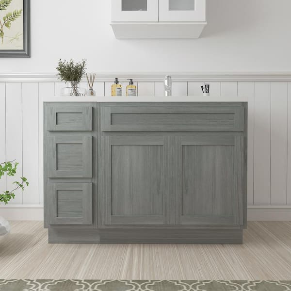 Vanity Art 51 in. W. x 21 in. D x 32.5 in. H Bath Vanity Cabinet without Top in Silver