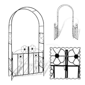 Outsunny 80 in. H x 19.75 in. W Steel Arched Garden Arbor with Sitting ...
