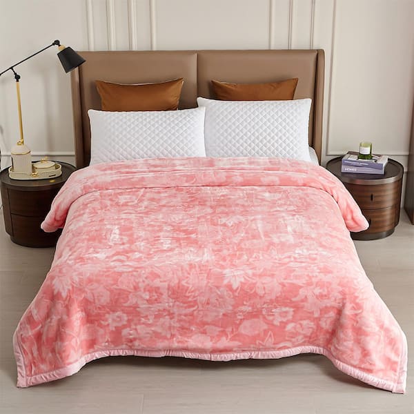 JML Soft Fleece Bed Blanket with Satin Trim, Twin 60x80, Pink 