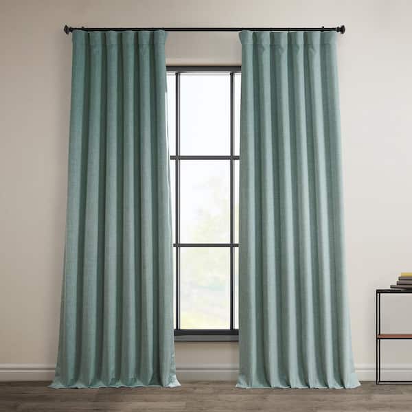 Exclusive Fabrics & Furnishings Sea Thistle Solid Rod Pocket Room Darkening Curtain - 50 in. W x 96 in. L (1 Panel)