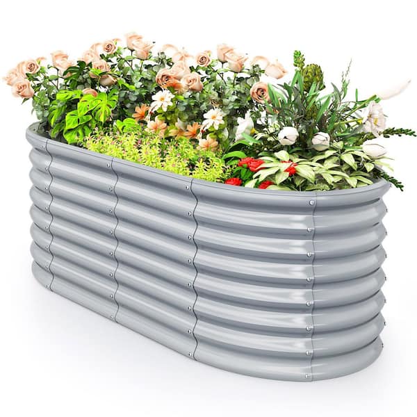 Gymax 62 in. x 32 in. x 32 in. Metal Raised Garden Bed Kit Planter Raised Garden Boxes Outdoor