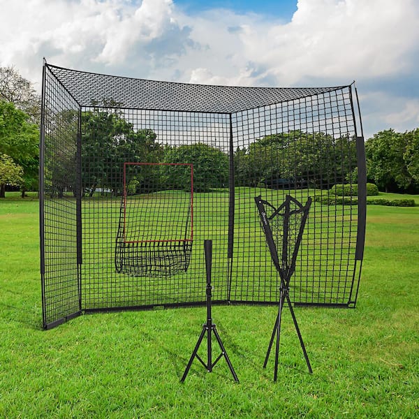 Sudzendf 17 ft. x 5.5 ft. Black Baseball Net with Strike
