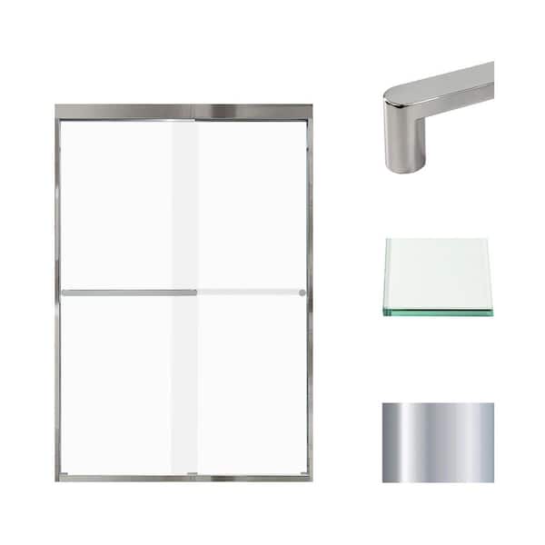 Transolid Frederick 47 in. W x 70 in. H Sliding Semi-Frameless Shower Door in Polished Chrome with Frosted Glass