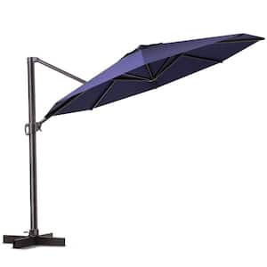 12 ft. x 12 ft. Heavy-Duty Frame Octagon Outdoor Cantilever Umbrella in Navy Blue