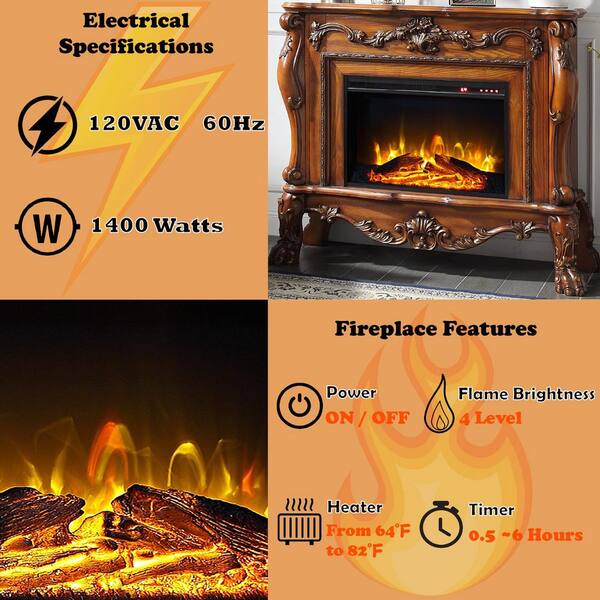 Acme Furniture - Dresden 47 in. Freestanding Wooden Electric Fireplace in Cherry Oak
