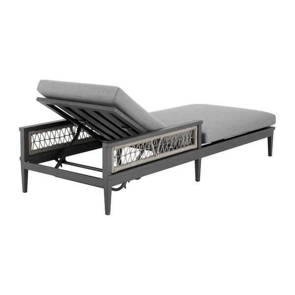 Armen Living Zella Warm Gray Aluminum Outdoor Chaise Lounge