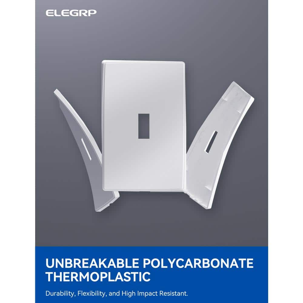 White 1-Gang Screwless Toggle Light Switch Wall Plate Set