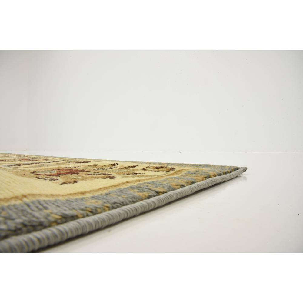 Aditi Light Blue Floral Motif Easy-Care Rectangular Rug