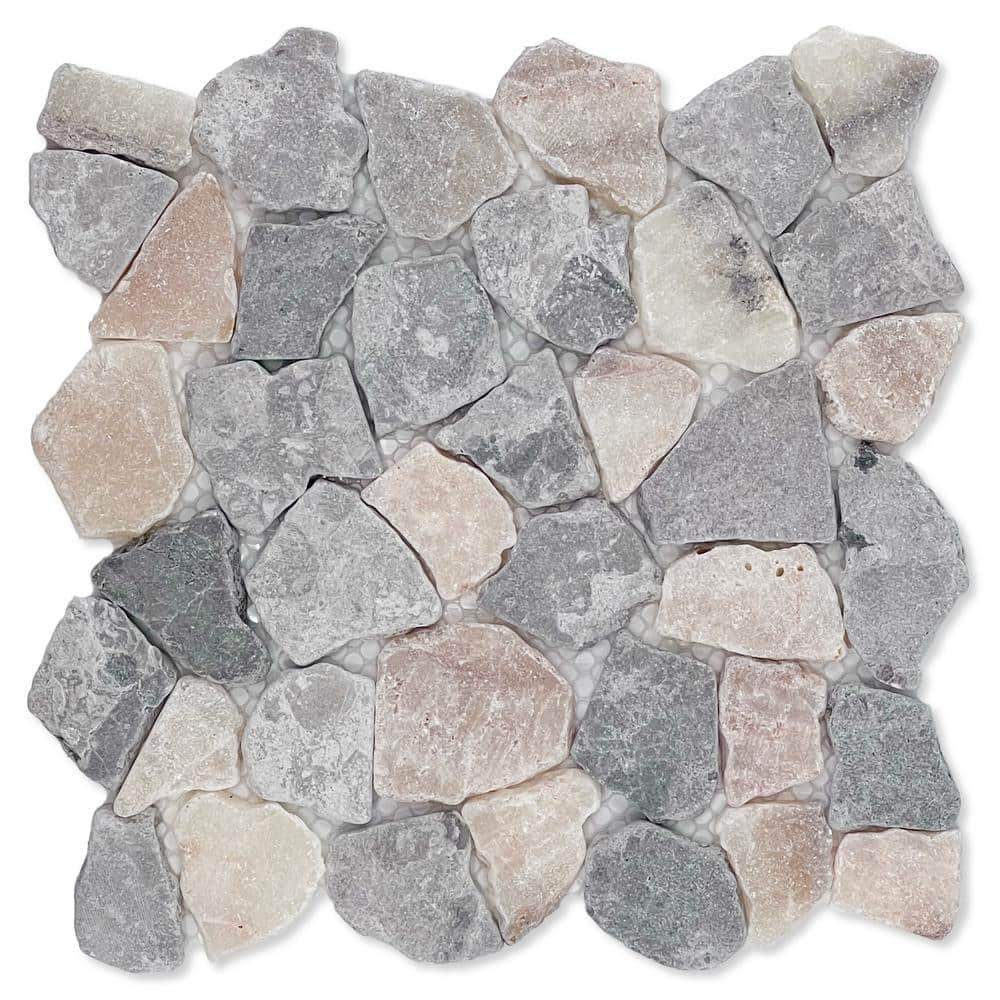 11" x 11" Ash Gray Quartz Mix Marble Mosaic Tile