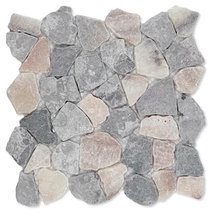 Fit Ash Grey Quartz Mix 11 in. x 11 in. x 9.5 mm Indonesian Marble Mesh-Mounted Mosaic Tile (9.28 sq. ft./case)