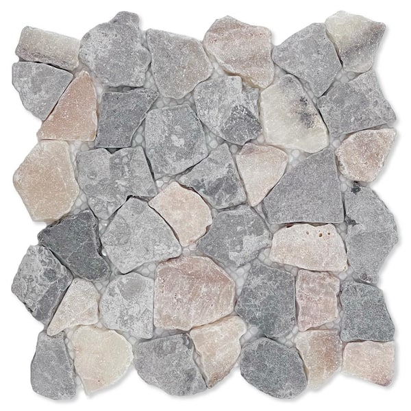 TILE CONNECTION Fit Ash Grey Quartz Mix 11 in. x 11 in. x 9.5 mm Indonesian Marble Mesh-Mounted Mosaic Tile (9.28 sq. ft./case)