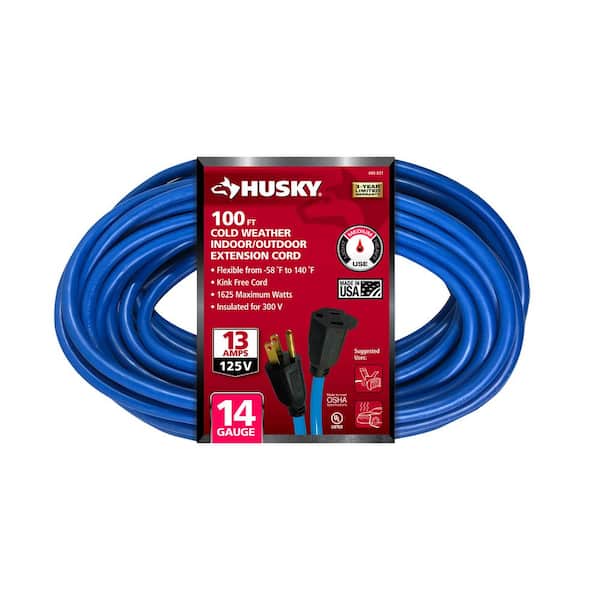 Husky 100 ft. 14/3 Medium Duty Cold Weather Indoor/Outdoor