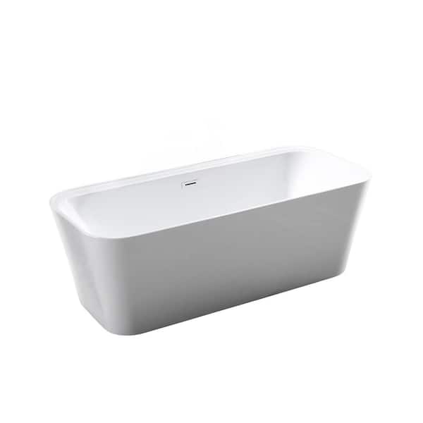 67 in. x 31.5 in. Acrylic Soaking Freestanding Bathtub in Glossy White