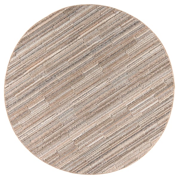 Studio Plush Pixel 5 ft. Round Tan/Gray Modern Abstract Area Rug