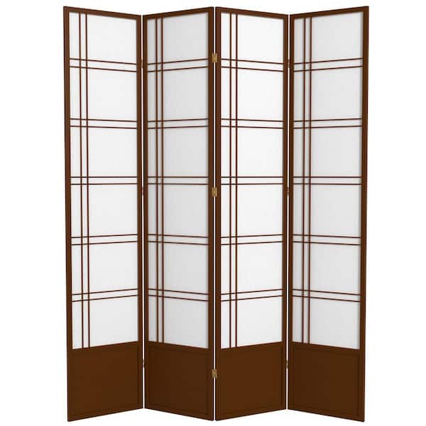 RED LANTERN 7 ft. Walnut 4-Panel Room Divider