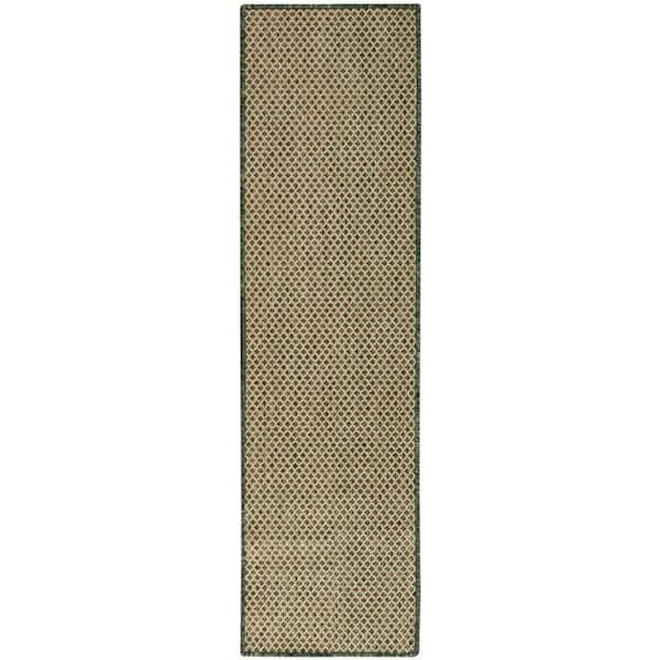Courtyard Green 2 ft. x 6 ft. All-over design Contemporary Runner Area Rug