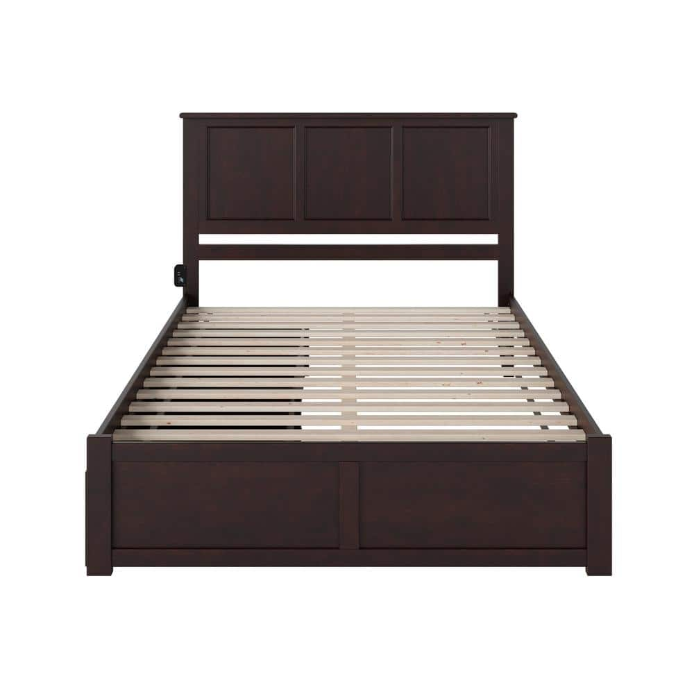 AFI Madison Espresso Queen Solid Wood Storage Platform Bed with Flat ...