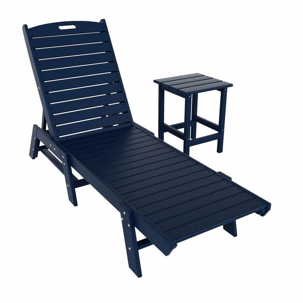 WESTIN OUTDOOR Laguna Navy Blue 2-Piece HDPE Plastic Outdoor Reclining ...