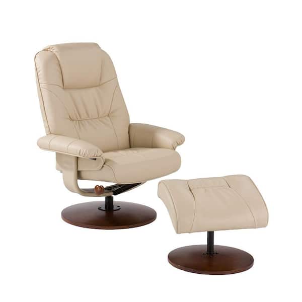 Unbranded Taupe Leather Reclining Chair with Ottoman