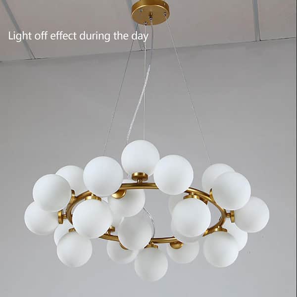 Bubble Ball Chandelier Lighting Dia 20 Inch Gold Clear Ribbed Blown Glass  Semi Flush Mount Ceiling Chandeliers Pendant Light Fixtures for Bedroom