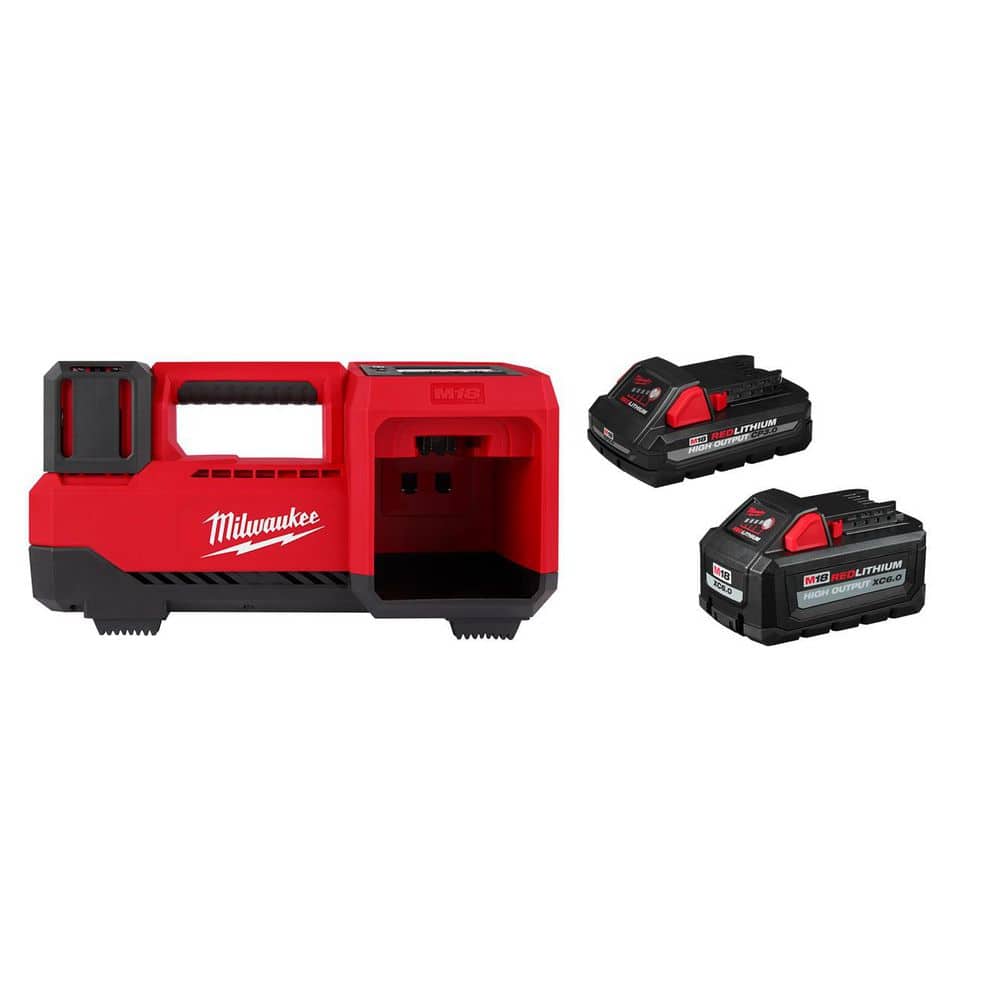 MILWAUKEE M18 18-Volt Lithium-Ion Cordless Electric Portable Inflator w/ 6Ah & 3Ah High Output Battery Pack (2848-20-48-1)