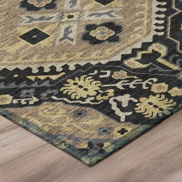 Chantille Machine Washable Indoor/Outdoor Abstract ACN3103 Black 9 ft. x 12 ft. Area Rug