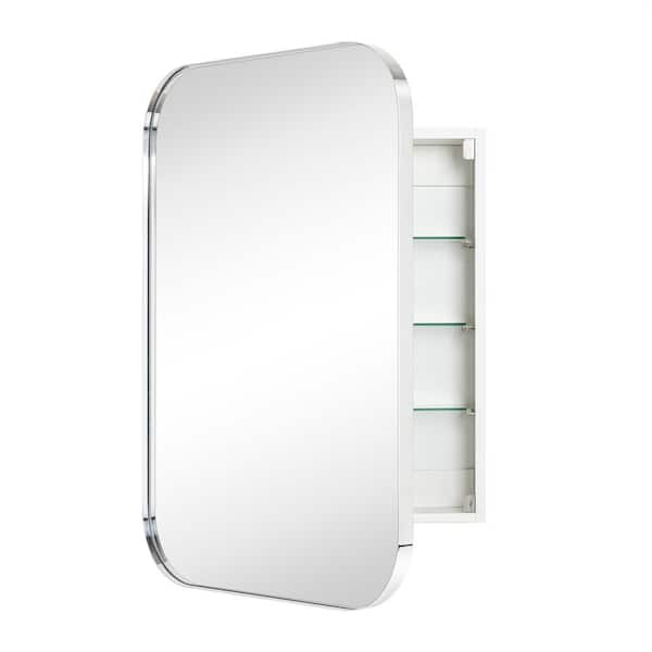 22 in. W x 30 in. H Rectangular Recessed and Surface Metal Framed Medicine Cabinet with Mirror in Chrome