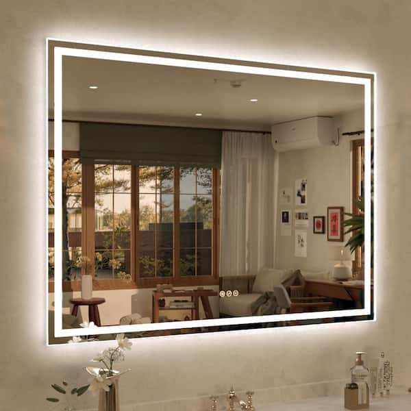 Spring 48 in. W x 36 in. H Rectangular Frameless LED Wall Bathroom Vanity Mirror