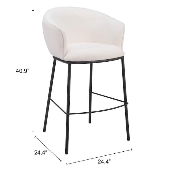 ZUO Essen 29.5 in. Solid Back Ivory Plywood Frame Barstool with
