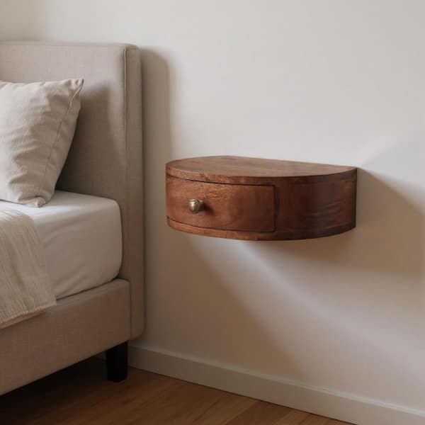 Brown 1-Drawer 15.70 in. Nightstand