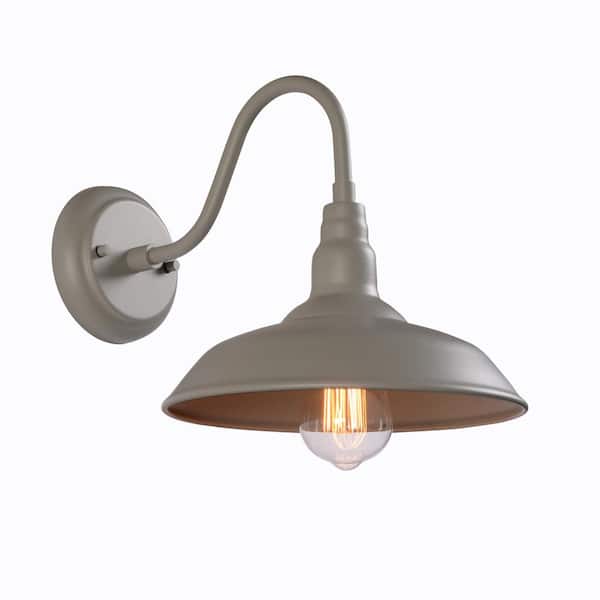 Home Decorators Collection Bell Ridge 10 in. 1-Light Grey Outdoor Hardwired Wall Sconce Lantern