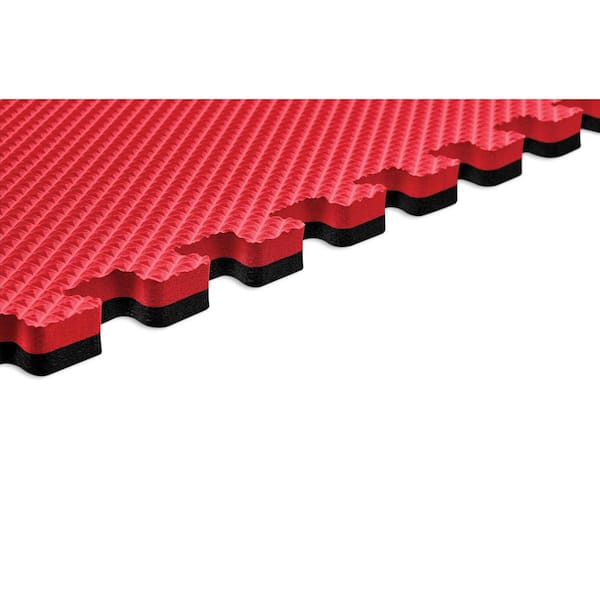 Norsk Black/Red 24 in. x 24 in. x 0.79 in. Foam Reversible Interlocking  Floor Mat (4-Pack) 240379 - The Home Depot